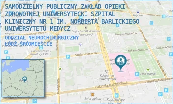 ODDZIAŁ NEUROCHIRURGICZNY - SAMODZIELNY PUBLICZNY ZAKŁAD OPIEKI ZDROWOTNEJ UNIWERSYTECKI SZPITAL KLINICZNY NR 1 IM. NORBERTA BARLICKIEGO UNIWERSYTETU MEDYCZ - UL. DR. STEFANA KOPCIŃSKIEGO 22,  ŁÓDŹ-ŚRÓDMIEŚCIE