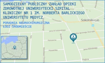 PORADNIA NEUROCHIRURGICZNA - SAMODZIELNY PUBLICZNY ZAKŁAD OPIEKI ZDROWOTNEJ UNIWERSYTECKI SZPITAL KLINICZNY NR 1 IM. NORBERTA BARLICKIEGO UNIWERSYTETU MEDYCZ - UL. PREZYDENTA GABRIELA NARUTOWICZA 96,  ŁÓDŹ-ŚRÓDMIEŚCIE