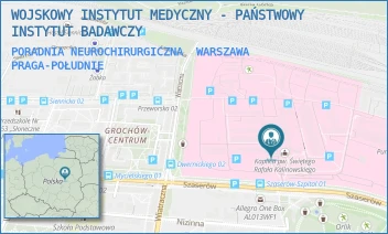 PORADNIA NEUROCHIRURGICZNA - WOJSKOWY INSTYTUT MEDYCZNY - PAŃSTWOWY INSTYTUT BADAWCZY - SZASERÓW 128,  WARSZAWA PRAGA-POŁUDNIE