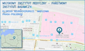 KLINIKA NEUROCHIRURGII - WOJSKOWY INSTYTUT MEDYCZNY - PAŃSTWOWY INSTYTUT BADAWCZY - SZASERÓW 128,  WARSZAWA PRAGA-POŁUDNIE